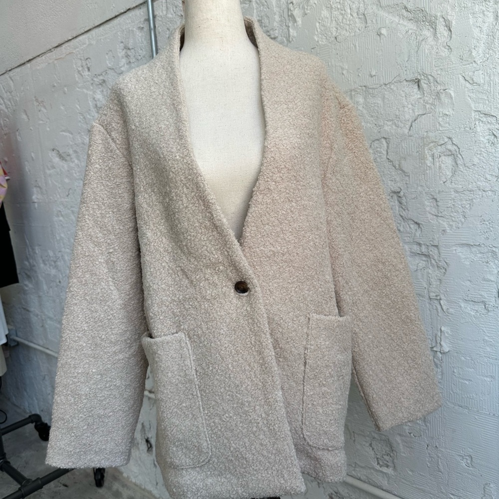 Banana Republic Cream Teddy Jacket with Patch Pockets